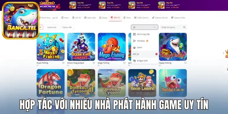 Hợp tác với nhiều nhà phát hành game uy tín