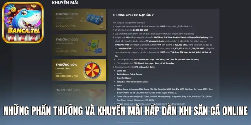 Những phần thường và khuyến mãi hấp dẫn khi săn cá online